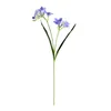 Fleurs décoratives Faux Fleur Papillon Artificielle 3D Cymbidium Mariage Violet Décor Avec Des Feuilles Maison Fil De Fer Bleu Pliable À Deux Fourches