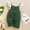 Clothing Sets Child girl set 1-5years children baby girl clothes set floral print lotus leaf short top + suspend pant 2pcs outfit