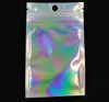 100 pcs Resealable Smell Proof Foil Pouch Flat laser color Packaging Bag for Party Favor Food Storage Holographic