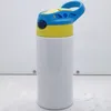 12oz babyflaska DIY sublimering Flip Top Bottle Straight Tumbler Kids Milk Cup rostfritt stål Vakuumkoppar för nyårsgåvor
