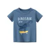 T-shirt T-shirt dinosauro per ragazzi 2023 Estate New Cartoon Tops Abbigliamento per bambini T-shirt in cotone manica corta moda bambini P230419