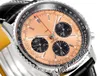 BLS NAVITIMER B01 ETA A7750 Automatisk kronograf MENS Titta på Brown Stick Svart läder med vit linje AB0138241K1P1 Super Edition TimeZoneWatch C148C