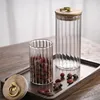 Storage Bottles Kitchen Organizer Jars Tea Coffee Beans Wood Lid Glass Keep Fresh Container