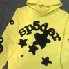 Herrtröjor tröjor gul pufftryck stjärna pullover män kvinnor unga thug hoodies t230419