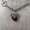 Choker Desire: Punk Spiked Heart Necklace Chunky Chain Human Edgy Goth Scary Red Bleeding Halloween Party Jewelry Gift