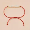 Strand Go2boho Bracelet de perles d'eau douce Bijoux pour femmes Corde rouge Amitié Perle plaquée or 18 carats Bijoux porte-bonheur Cadeau pour sa petite amie