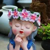 Party Favor Resin Crafts Fairy Flower Pot Meditation Girl Balcony Courtyard Garden Decoration and Layout Creative Ornaments 231118