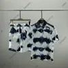 Дизайнерские мужские спортивные костюмы Men Hawaii Set Geometry Print Suits Womens Черно -желтые футболки