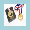 Party Favor No.1 Médaille d'or Ouvre-bouteilles avec ruban de cou Récompense Cadeau Faveurs Ouvre-bière en métal Douche Anniversaire Sports Dr Dhawt