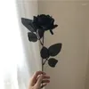 Dekorativa blommor Silk Black Rose Artificial Flower Head Bouquet Home Living Room Weeding Chritmas Decoration Year