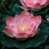 Dekorativa blommor kransar konstgjorda vattentäta led optiska fiberljus flytande rosa lotus huvuden lily bröllop fest natt dekoration d57de