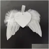 Décorations de Noël Ailes d'ange blanches Ornement suspendu Décor de plumes avec sublimation Pendentifs MDF vierges pour l'artisanat d'arbre Drop Deli Dhaab