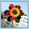 庭の装飾レインボーピンホイールヒマワリワールギグ風力スピナー風車おもちゃ庭用芝生アート装飾ベイビーキッズおもちゃドロップデリブdhcmg