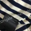 Hauts à la mode Stripe Sequin Logo T-shirt à manches courtes en coton pour femmes Beige Blanc Noir Stripe S M L