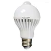 Motion Sensor Lamp 3W 5W 220V LED -glödlampa 7W 9W 12W Auto Smart Infrared Body Sound Light E27