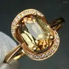 Bagues de cluster A916 Bague Tourmaline 18 K Gold Jewel Naturel Jaune 2.5ct Pierres précieuses Diamants Femme pour femmes Fine