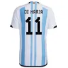 Coppa del Mondo 3 -Star Mia da calcio Argentino Messis Jersey Kit Kit Set di Maria Dibara Alvarrez Martinus Fernades McCallist Versione Player Versione Fan Set Jersey