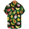 Camicie casual da uomo Camicia estiva per top da uomo Frutta Ananas Floreale Vacanza Spiaggia Manica corta Bottone Scollo a V Top Singolo hawaiano