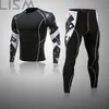 Jogging kläder lism herrkompression lång underkläder gym fitness rashguard snabbtorkande termiska byxor träning tätt uppsättning