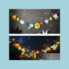 Bannervlaggen Led Robot Party Personaliseerde Space Birthday Birthday Rocket Ship Garland Bunting With Lights Kids Park Club Tent Decor Gift DH9AM