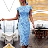 Party Dresses 2023 Women's Round Neck Short Sleeve Lace Mid Dresses