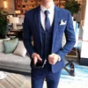 Men's Suits Plyesxale Burgundy Black Blue Plaid Suit Men Slim Fit Groom Wedding For 3 Pcs High Quality Dress Business Q278