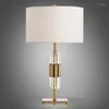 Table Lamps European Style Iron LED Indoor Lighting Fixture Bedroom Study Room Modern Crystal With Fabric Lampshade