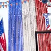 Party Decoration Independence Day Red White Blue Metal Foil Rain Curtain Backdrop 4th July Birthday Background Decorative Tassel Ribbon