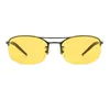 Solglasögon rostfritt stål Rimlösa polariserade män som kör UV400 Motorcykelglasögon Brun ram Silverlinsstorlek: 52-19-140mm