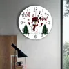 Wall Clocks Snowflake Snowman Christmas Tree Plaid Clock Modern Design Living Room Decoration Mute Watch Home Interior Decor