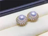 Stud Earrings Natural Freshwater Pearl Good Quality 9-10 Mm Tibetan Silver 001