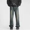 Jeans da uomo 2023 Autunno Inverno American High Street Junior Pantaloni casual versatili personalizzati Gamba dritta ampia