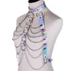 Taille chaîne ceintures holographique corps chaîne harnais Top Punk femmes Holo arc-en-ciel taille bijoux Festival Rave tenue Designer ceinture femmes 230419