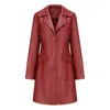 Dames Trenchcoats 2023 Lange Leren Jas Lente En Herfst Mouw Windjack Mode Jas Revers Single Breasted