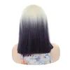 Rendendo bege branco violeta curto cabelo reto peruca capa de cabeça pequena renda frontal meio onda dividida peruca de cabelo capa de cabeça de renda