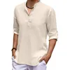 Heren T -shirts Linnen Linnen Vneck T Solid Color Oversize Casual Cotton Plus Size Yoga -knop S voor mannen 230420