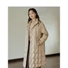 Damenjacken INMAN Frauen Lange Daunenjacke 2023 Winter Stehkragen Lose Dicke Mantel Schnürung Taille Design Warme Mode Khaki Apricot Mantel 231118