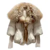 Womens Down Parkas FURARISTOCRAT Winter Jacket Women Real Fur Coat White Velvet Oversized Fox Collar Long Thick Warm 231120