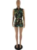 Tracksuits voor dames Hirigin Camouflage Print Sexy mouwloos vest Crop top en shorts Skinny Club Party Two Piece Set zomer Casual Women Tracksuit P230419