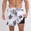 Shorts pour hommes Summer Beach Style Print Man Running Gym Fitness Bodybuilding Training Quick Dry Men Jogging Sports 2 In 1 Bottoms