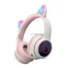 Mobiele telefoon koptelefoon Kat oor Draadloze gaming-headset Voor PC Tablet Audio Schattig Home Reizen Knipperend 5.0 Met LED-licht Mode Cadeau Stereo YQ231120