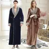 Homens sleepwear homens plus size extra longo flanela térmica roupão homens inverno quente quimono banho robe masculino noite vestes mulheres vestido