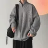 Men's Sweaters EBAIHUI Korean Style Loose Sweater Lazy Solid Color Male Knitwear Autumn Winter Half High Neck Long Sleeved Cardigan