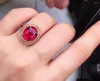 Küme Yüzük E422 Rubellite Halkası İnce Mücevherler Saf 18K Altın Doğal Turmalin 5.5Ct Gemstonlar Elmaslar Kadınlar İçin Kadın