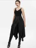 Jupes noires médiévales Femmes Halloween Vintage Irregualr Hempunk dames Long Gothic Cosplay Dress Fashion 230420