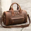 New Crazy Horse Skin Men's Bag Men's Short Distance Handbag Business Travel Bag Genuine Leather Casual One Shoulder Luggage Bag 230420