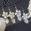 Boucles d'oreilles rétro opale fleur pour femmes, mode coréenne, tempérament élégant, doux, Anti-allergie, goutte d'oreille, bijoux de mariage