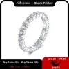 Pierścień Solitaire Wong Rain 100% 925 Sterling Srebrny Srebrny Szlachetek Wedding Romantic Para Ring Pierścień Biżuter