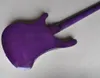 Bajo eléctrico de 4 cuerdas con cuerpo morado y tapa de arce flameado, logotipo/color personalizado