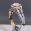 Cluster Rings 14K White Gold Rose 4 Moissanite Diamond Ring Women Retro Luxury 2 Color Wedding Party Engagement Anniversary D